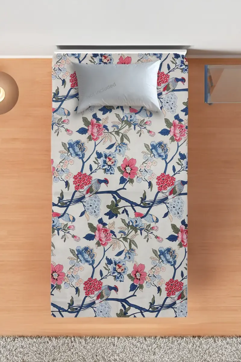 Cotton Blend Single Size Bedsheet, Floral Printed – 1 Pc 025166SINCRE