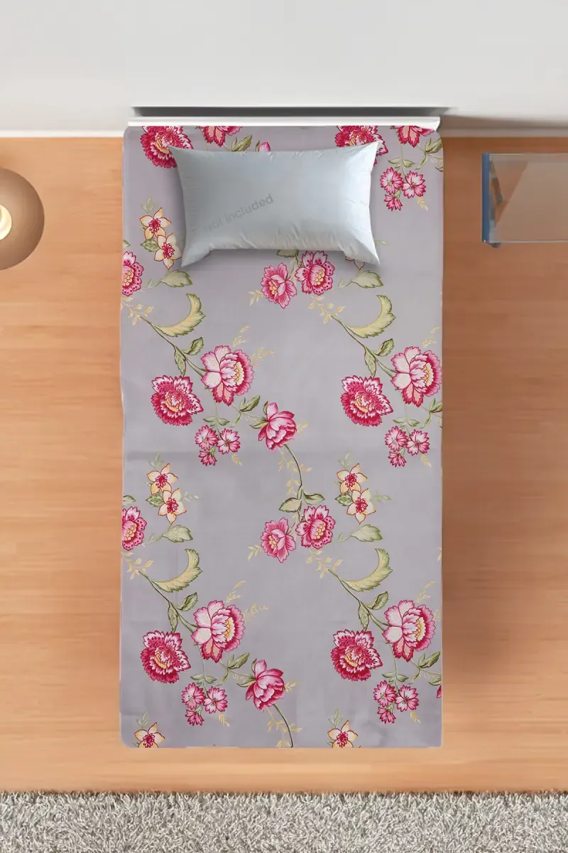 Cotton Blend Single Size Bedsheet, Floral Printed – 1 Pc 025166SINGRE2