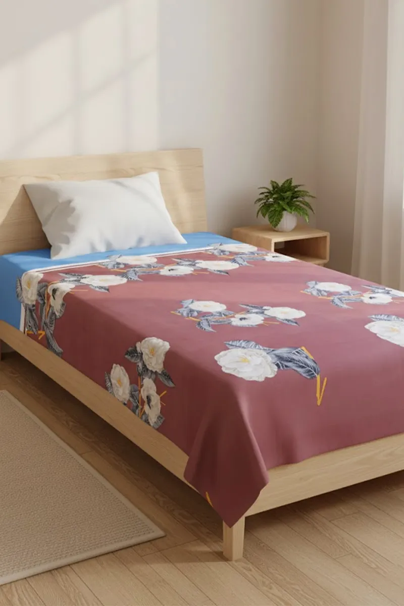 Cotton Blend Single Size Bedsheet, Floral Printed – 1 Pc 025166SINMAU