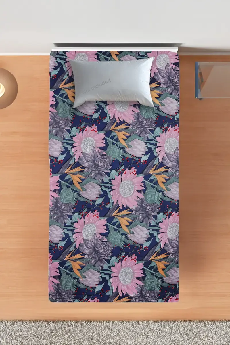 Cotton Blend Single Size Bedsheet, Abstract Printed – 1 Pc 025167SINMUL