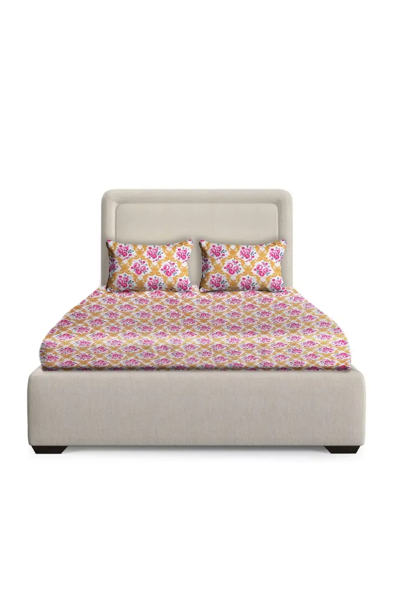 Cotton Blend Double Size Bedsheet with Pillow Covers – 3 Pcs 025175DOUMUS&PIN