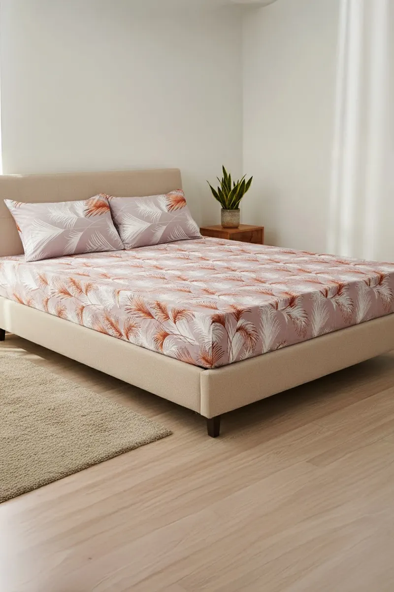 Cotton Blend Printed King Size Bedsheet with 2 Pillow Covers – 3 Pcs 025186KINGRE&BRO