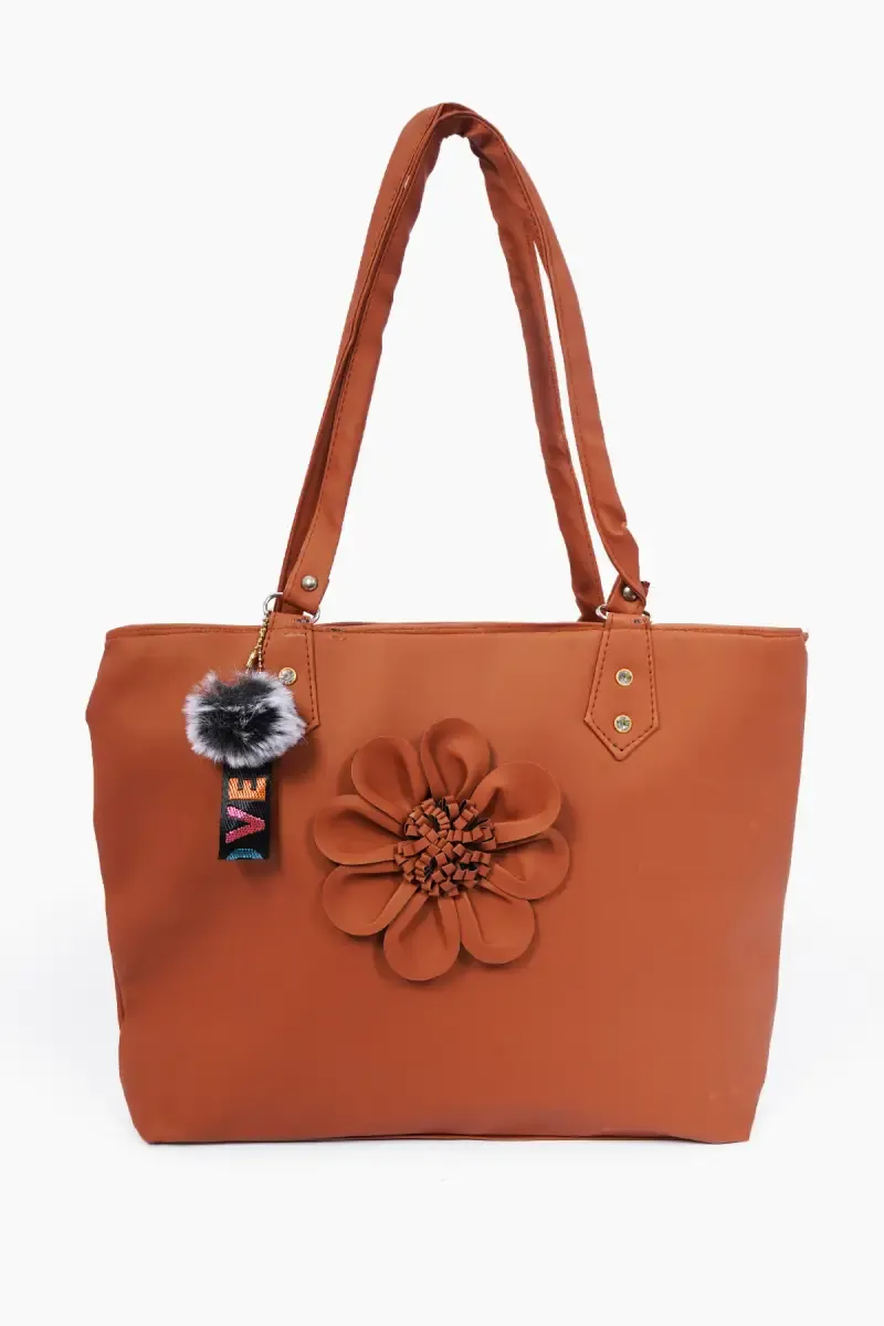 PU Floral Design Hand Bag for Women 025187BRO2