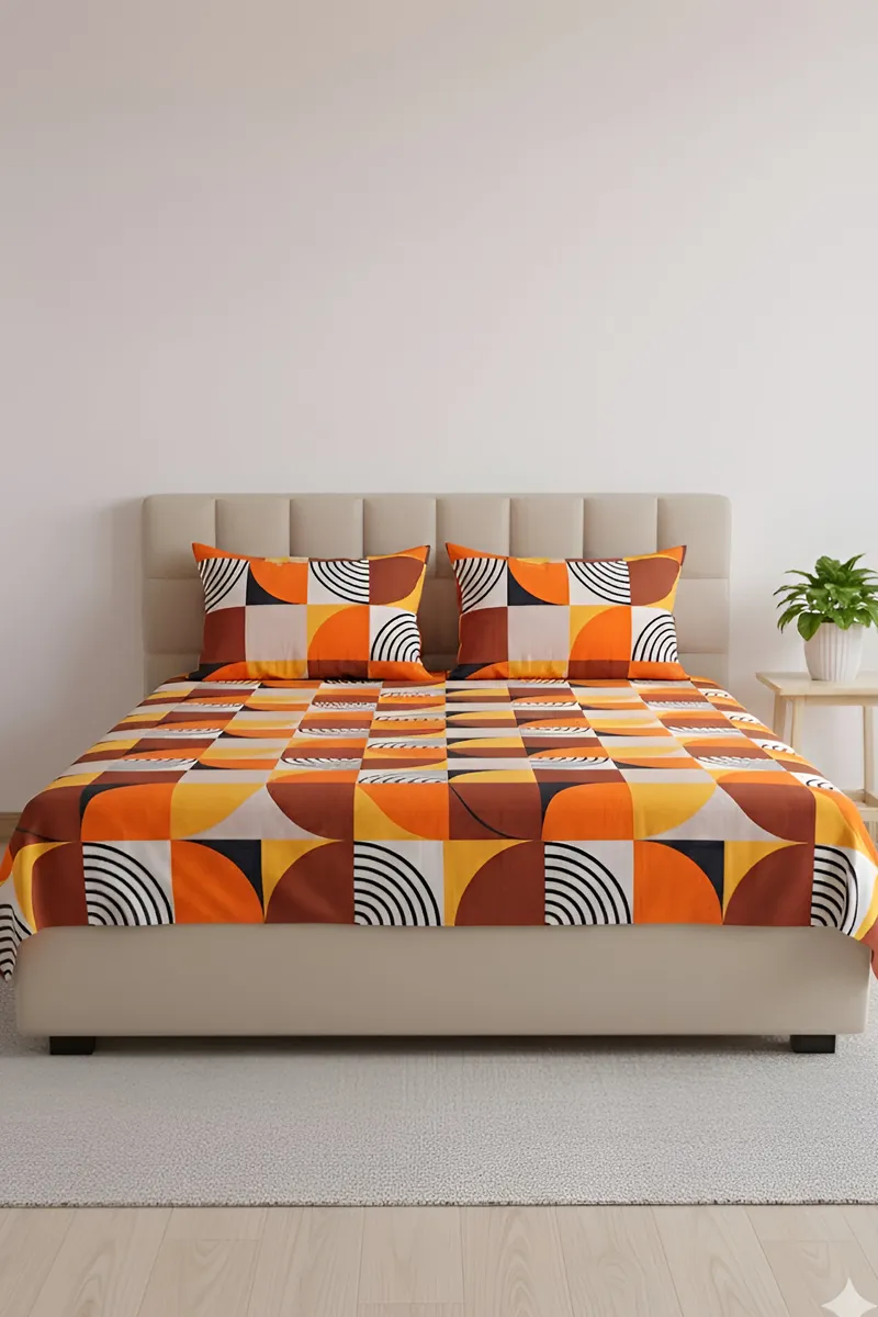 Cotton Blend Printed King Size Bedsheet with 2 Pillow Covers – 3 Pcs 025189KINORA&BRO