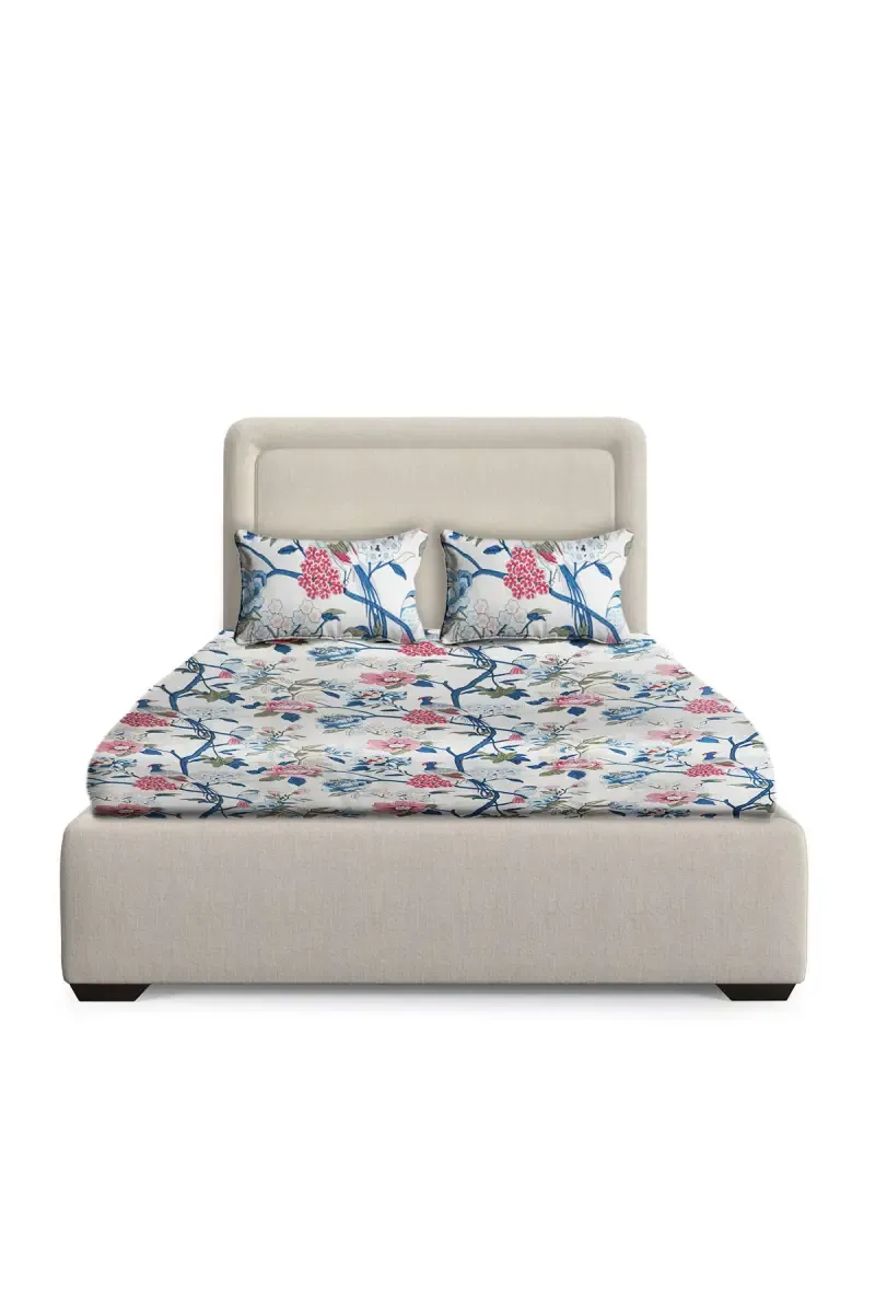 Cotton Blend Double Size Bedsheet with Pillow Covers - Set of 3 025192DOUCRE