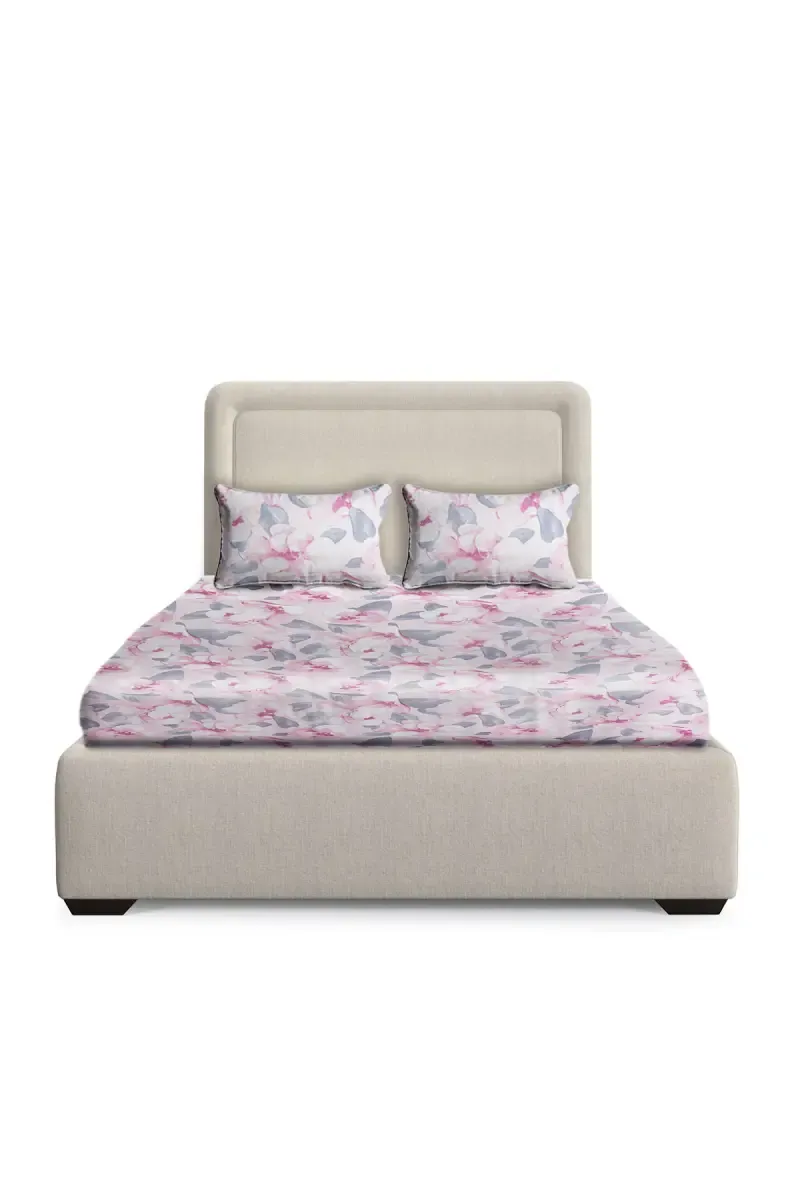 Cotton Blend Double Size Bedsheet with Pillow Covers - Set of 3 025192DOUPIN