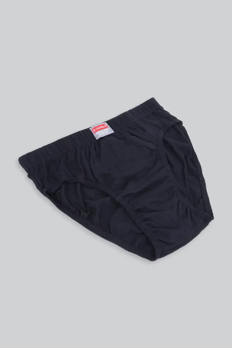Solid Cotton Mid Rise Briefs for Men 02524985BLA