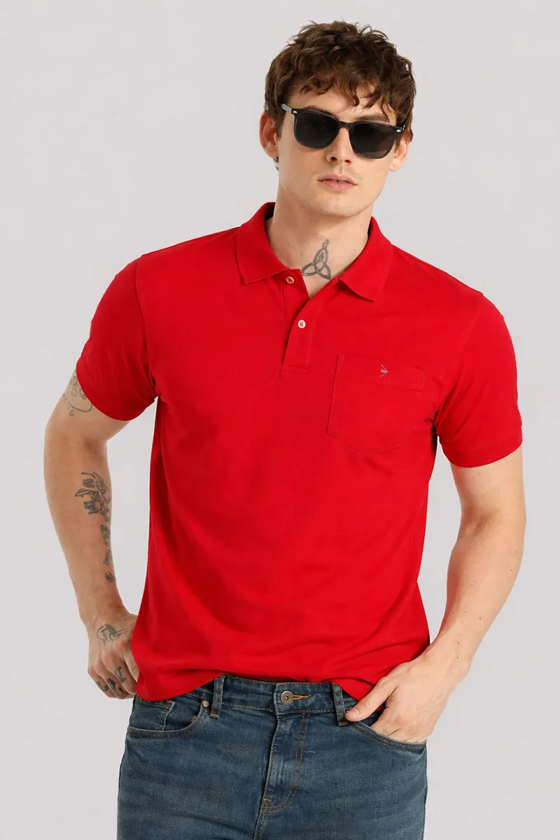 Regular Fit Polyester T-shirt for Men 025281SRED