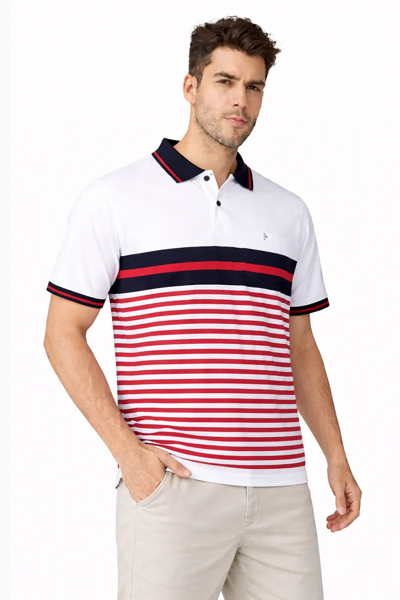 Striped Cotton T-shirt for Men 025285XXLRED