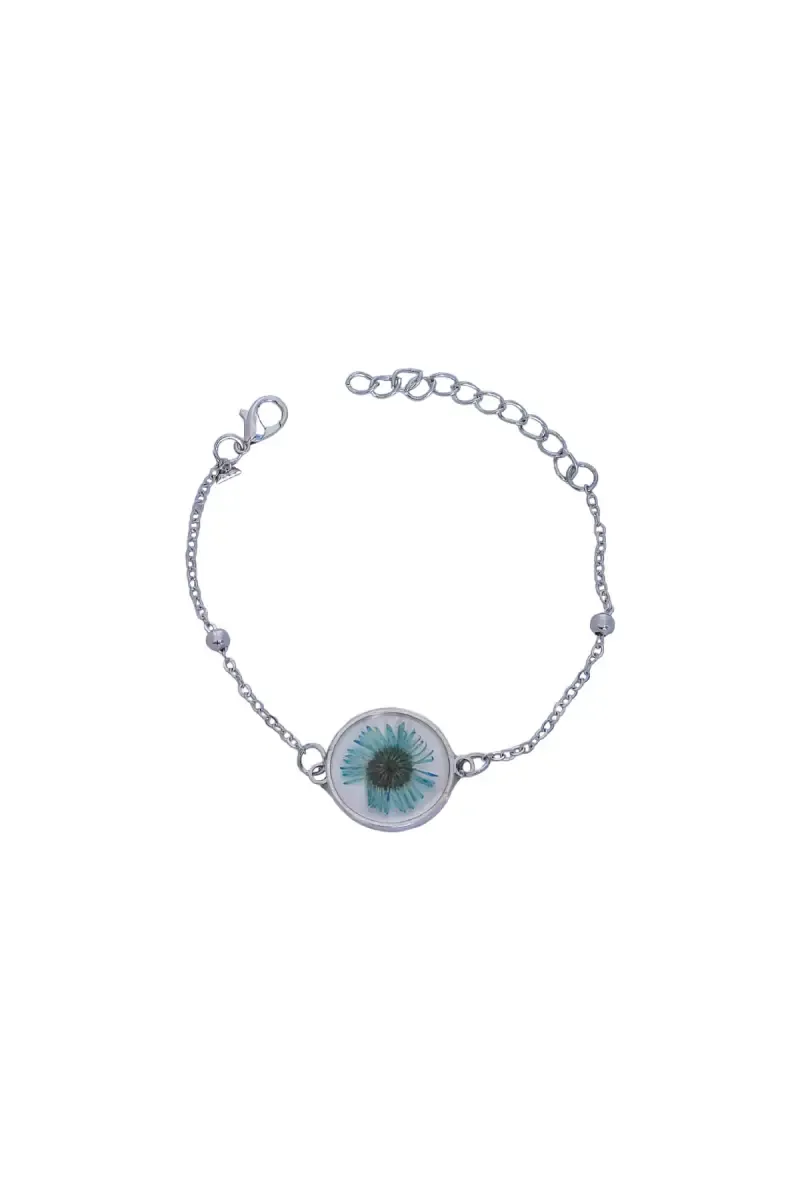 Silver Plated Aster Flower Adjustable Chain Bracelet for Women 025295GREFRE12