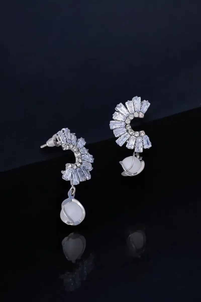 White Zircon Dangle Earrings for Girls & Women