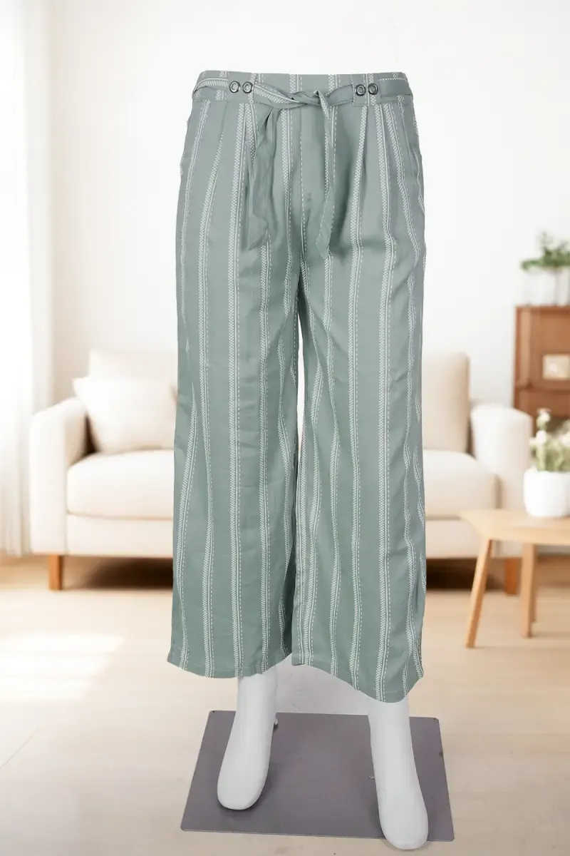 Polyester Printed Straight Palazzos for Women 025326GREXL