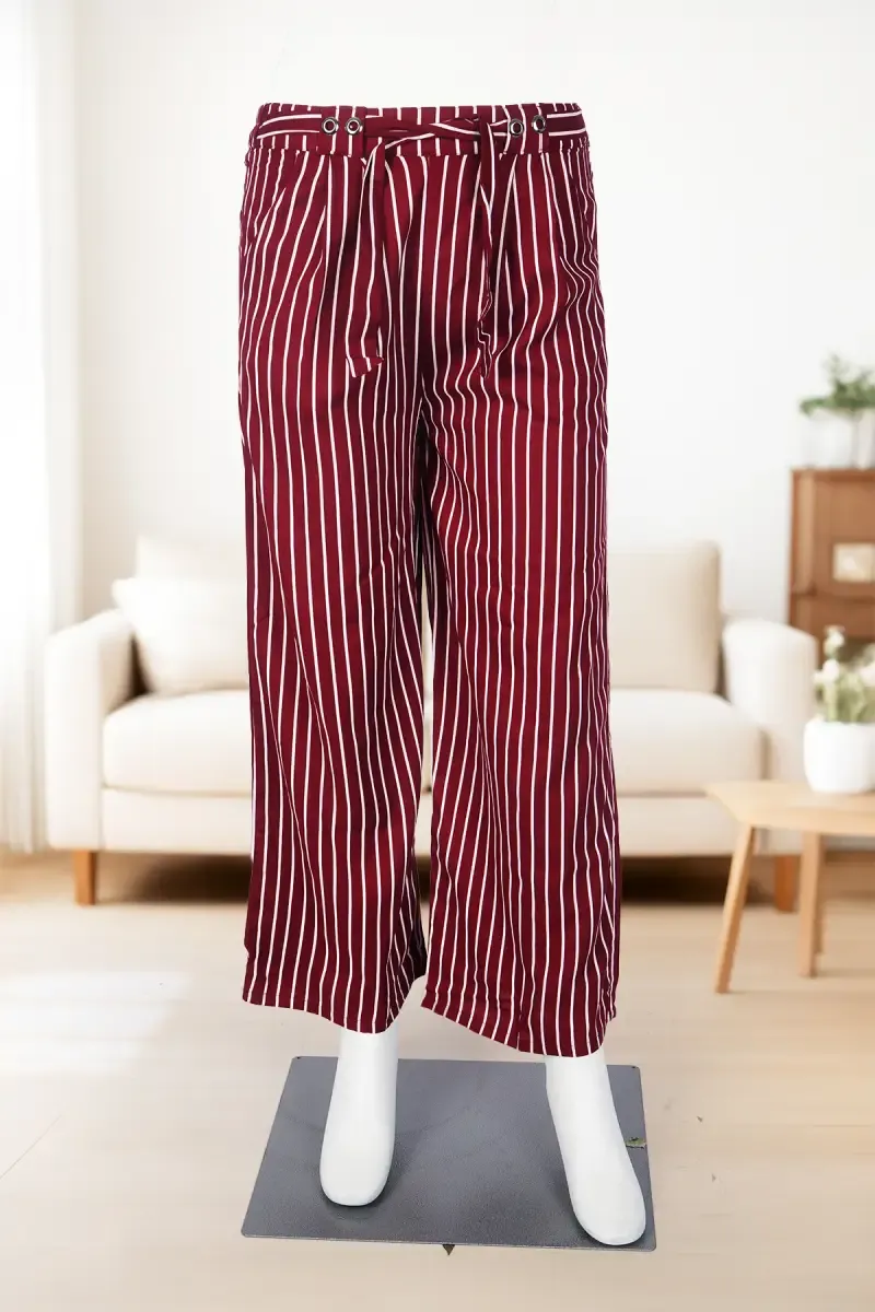 Polyester Striped Flared Palazzos for Women 025328MARM
