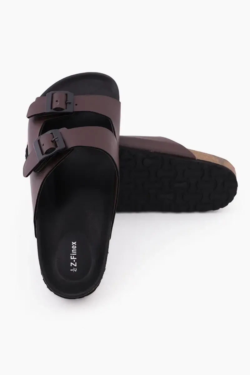 Adjustable Double Buckle Flat Slippers for Men