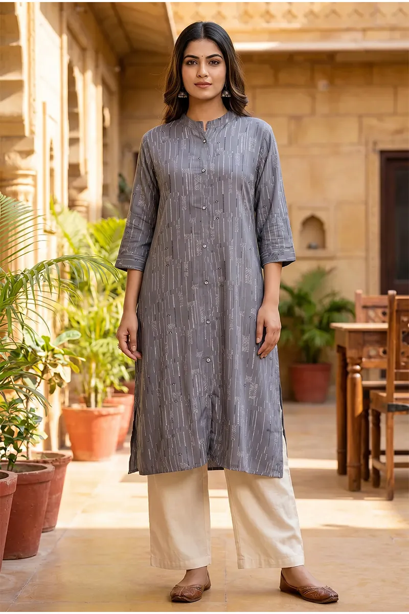 Cotton Blend Printed Kurti for Women 0254115XLGRE
