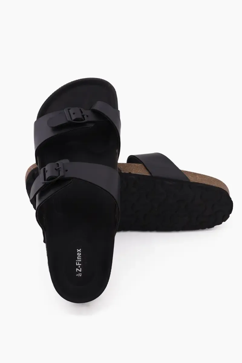 Men's Ring Toe Comfort Slippers with Buckle Closure