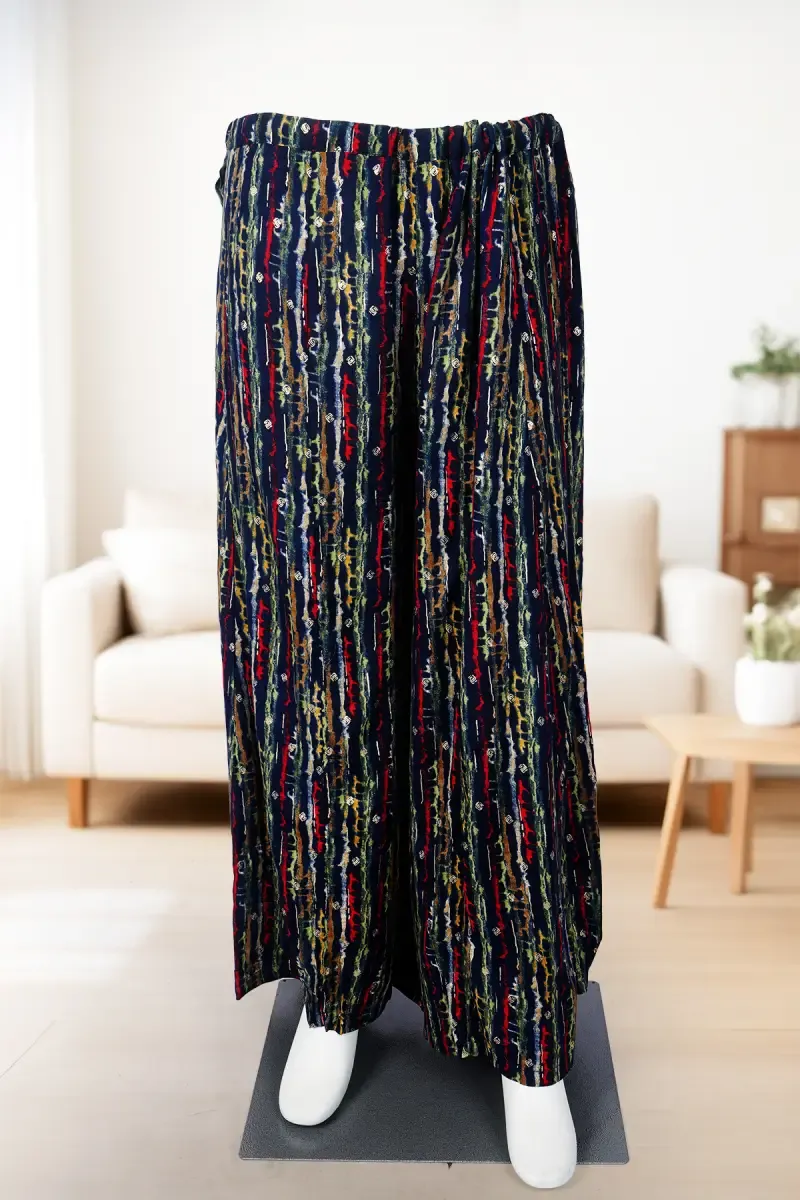 Cotton Blend Abstract Printed Flared Palazzo for Women