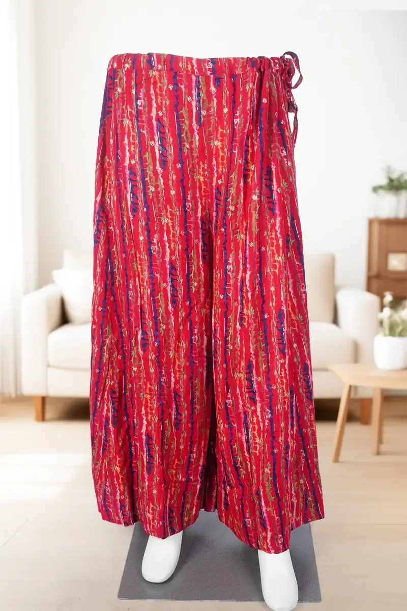 Cotton Blend Abstract Printed Flared Palazzo for Women
