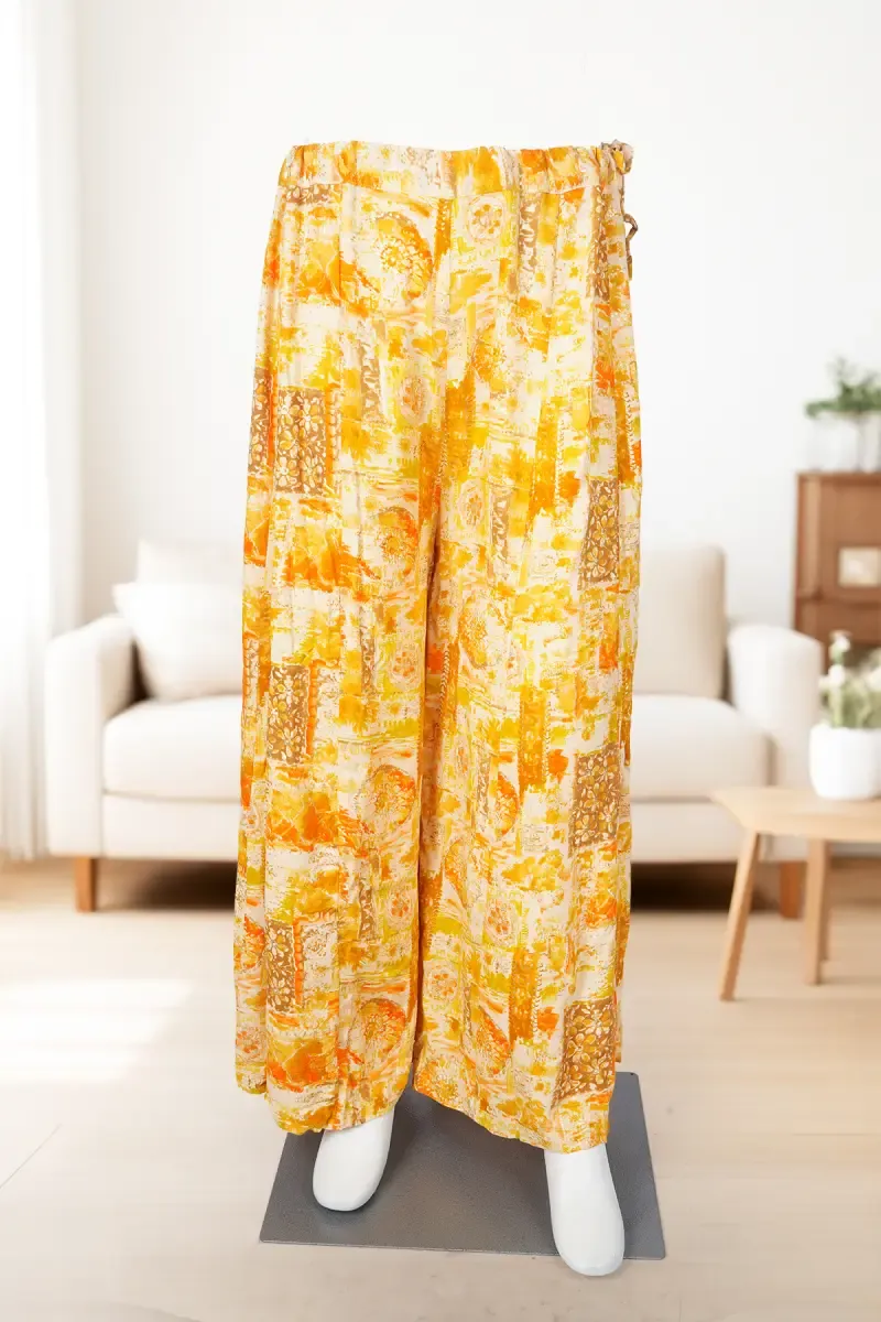 Cotton Blend Abstract Printed Flared Palazzo for Women