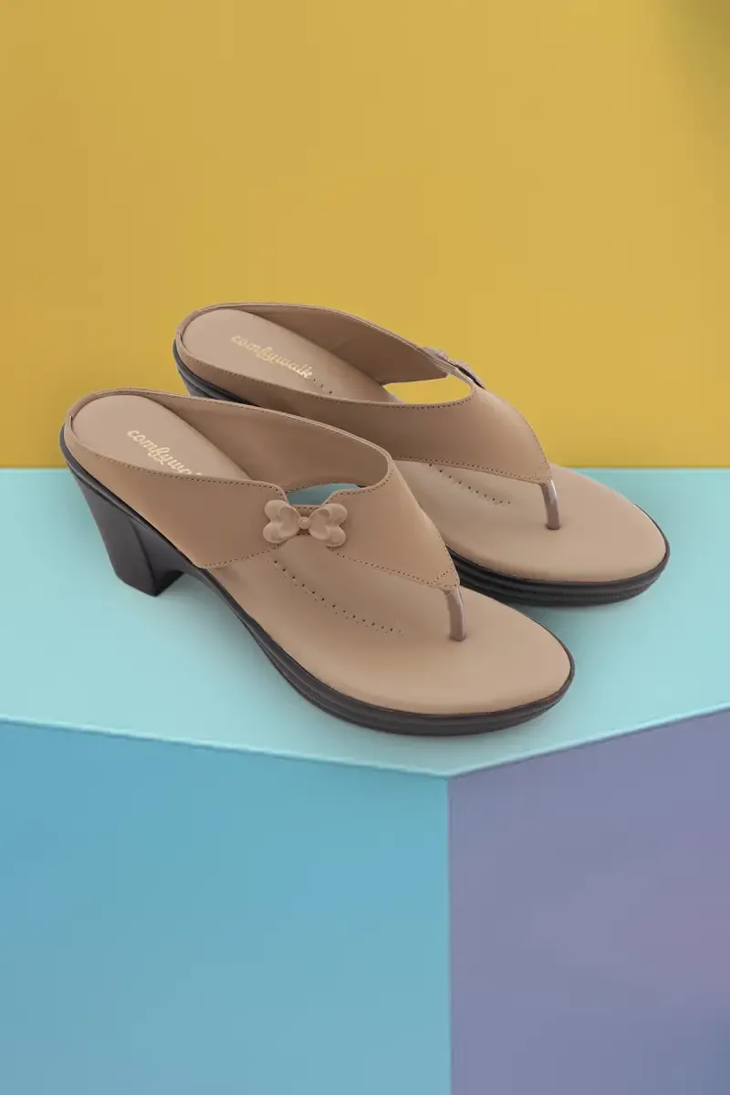 Slip-On Block Heel Slippers for Women