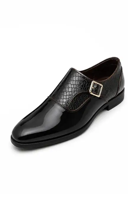 Solid Synthetic Leather Monk Shoes for Men