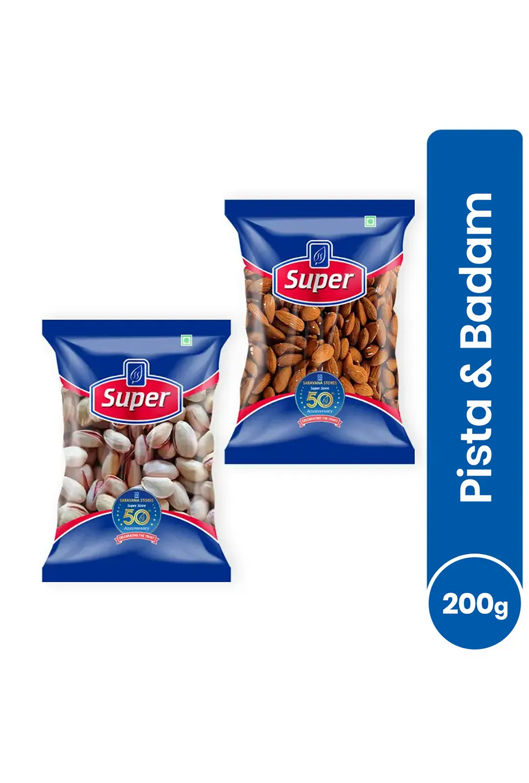 Pista & Badam Combo, Super - Pack of 2 (100 Gram Each)