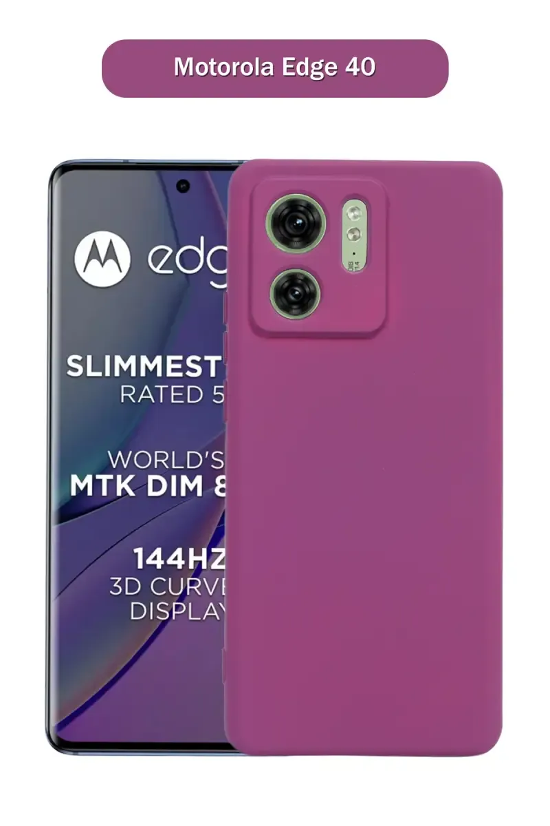 Silicone Solid Soft Back Cover Case for Motorola Edge 40 With Full Body Protection and Camera Protection (Wine )