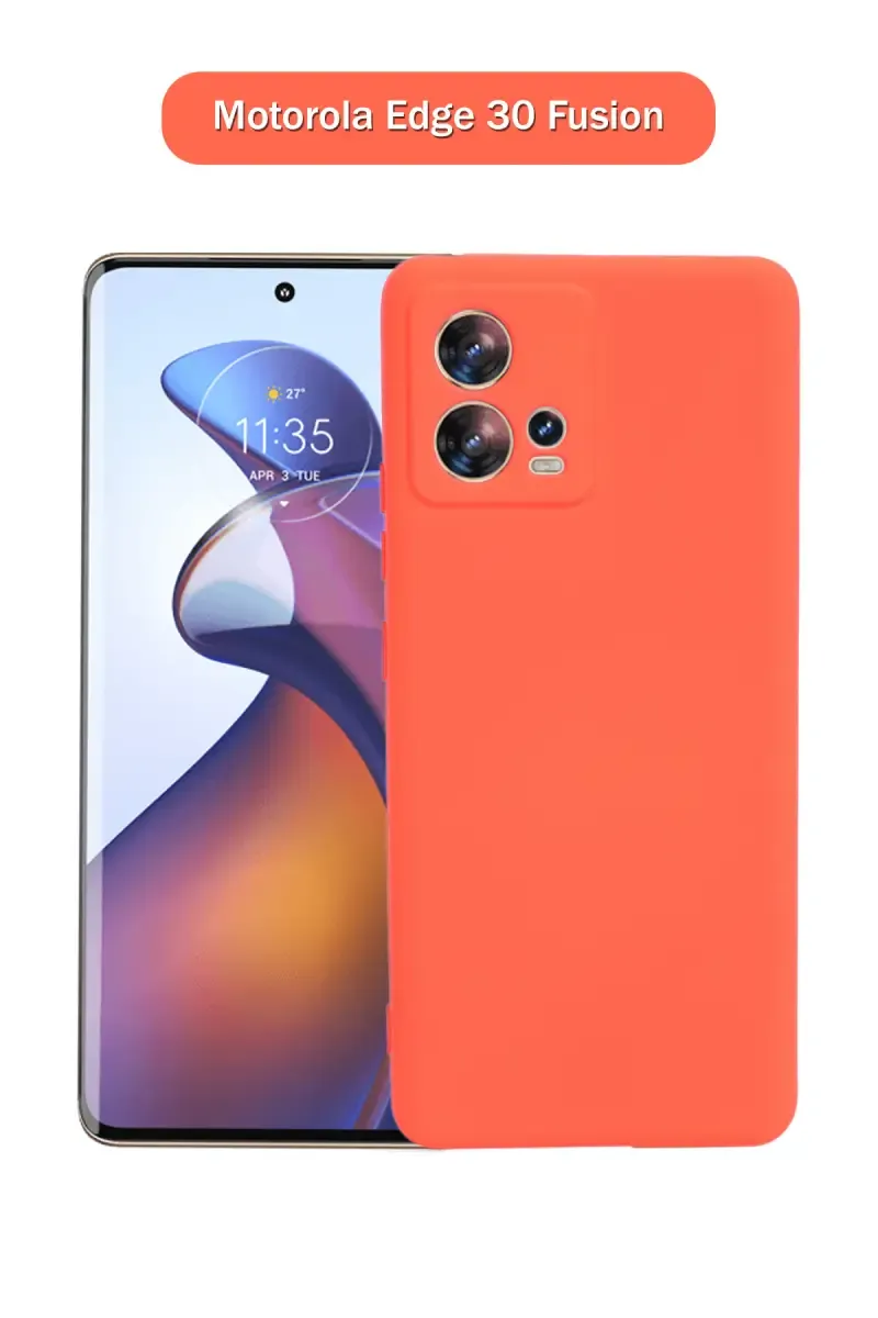 Silicone Solid Soft Back Cover Case for Motorola Edge 30 Fusion With Full Body Protection and Camera Protection (Orange) 025843MOTEDG30FUSORA