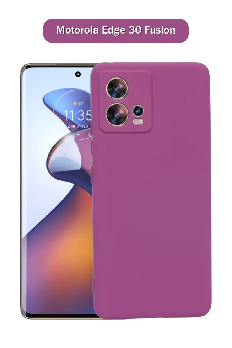Silicone Solid Soft Back Cover Case for Motorola Edge 30 Fusion With Full Body Protection and Camera Protection (Wine ) 025843MOTEDG30FUSWIN