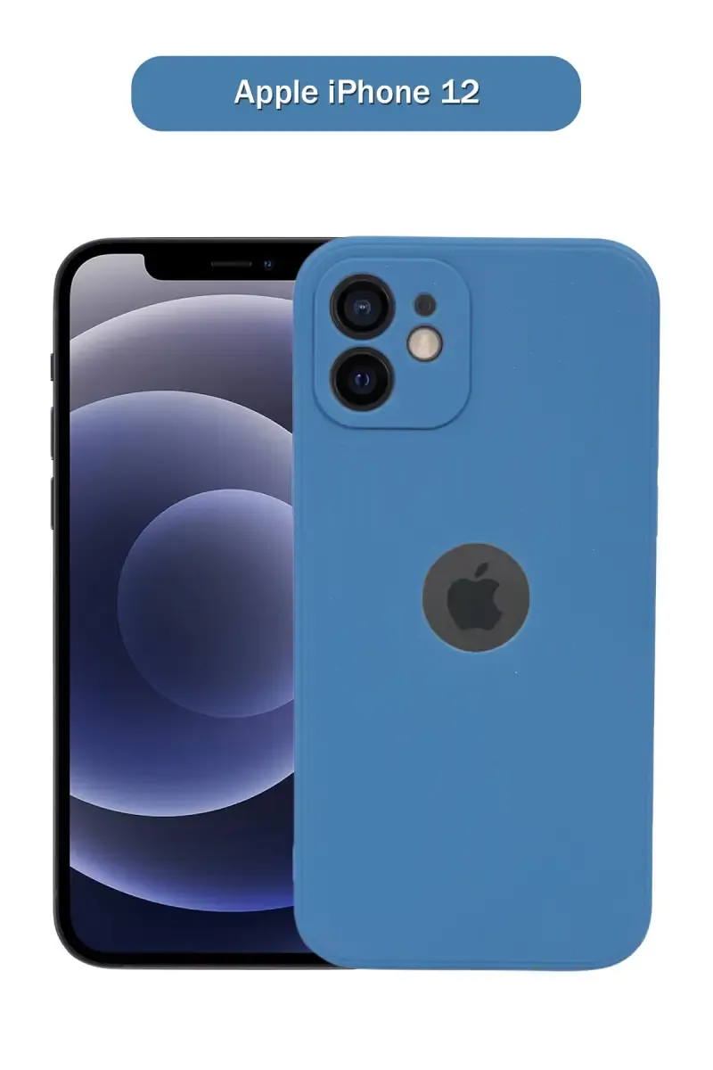 Silicone Solid Soft Back Cover Case for Apple iPhone 12 With Full Body Protection and Camera Protection (Blue) 025848APPIPH12BLU