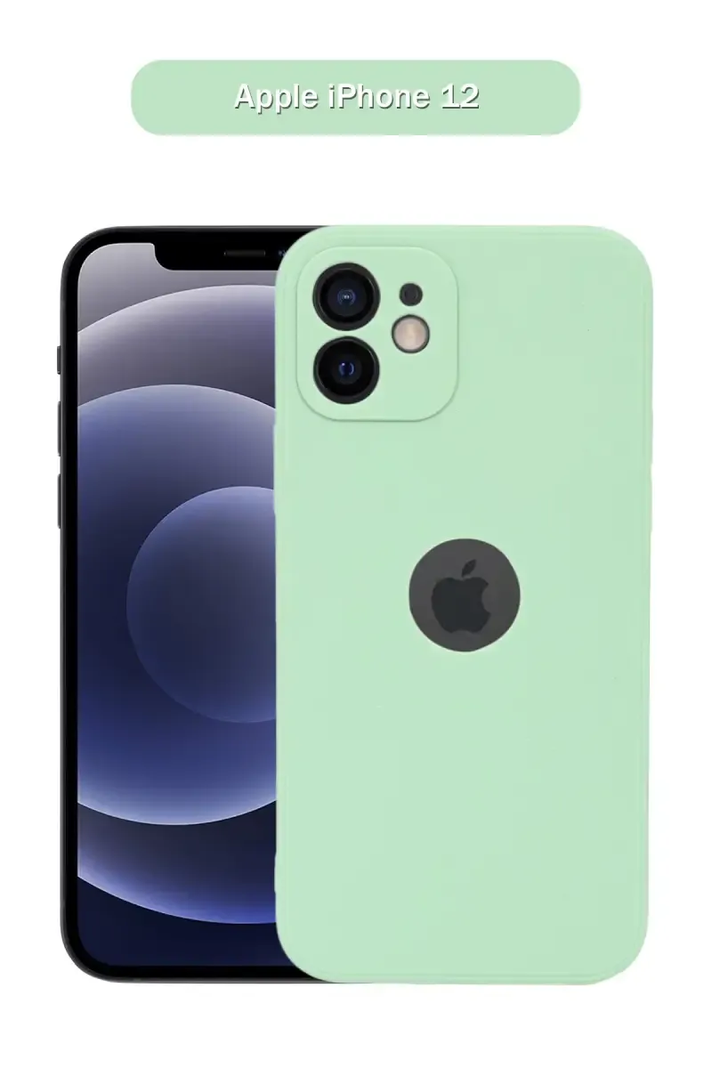 Silicone Solid Soft Back Cover Case for Apple iPhone 12 With Full Body Protection and Camera Protection (Light Green) 025848APPIPH12LIGGRE
