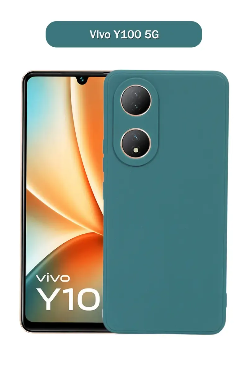Silicone Solid Soft Back Cover Case for Vivo Y100 5G With Full Body Protection and Camera Protection (Green) 025849VIVY105GGRE
