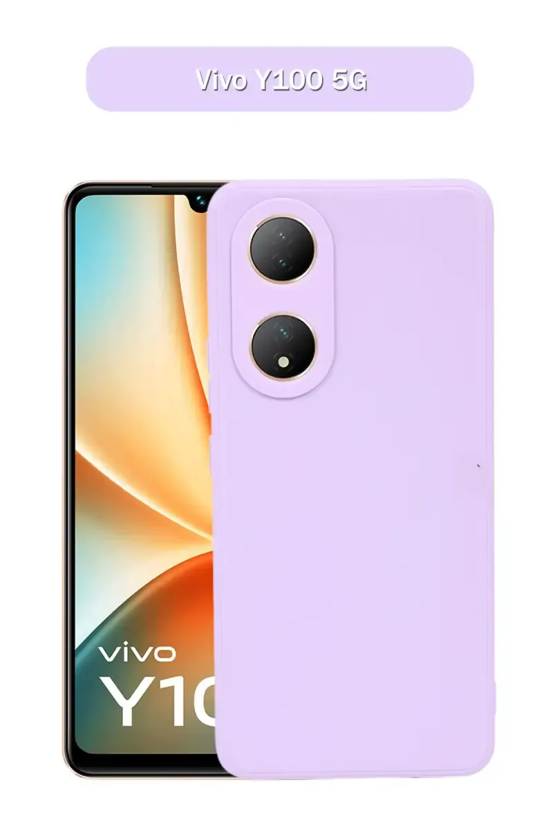 Silicone Solid Soft Back Cover Case for Vivo Y100 5G With Full Body Protection and Camera Protection (Lavender) 025849VIVY105GLAV