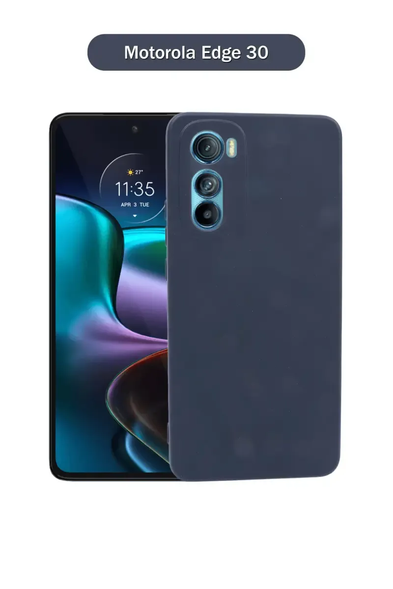 Silicone Solid Soft Back Cover Case for Motorola Edge 30 With Full Body Protection and Camera Protection (Black) 025854MOTEDG30BLA