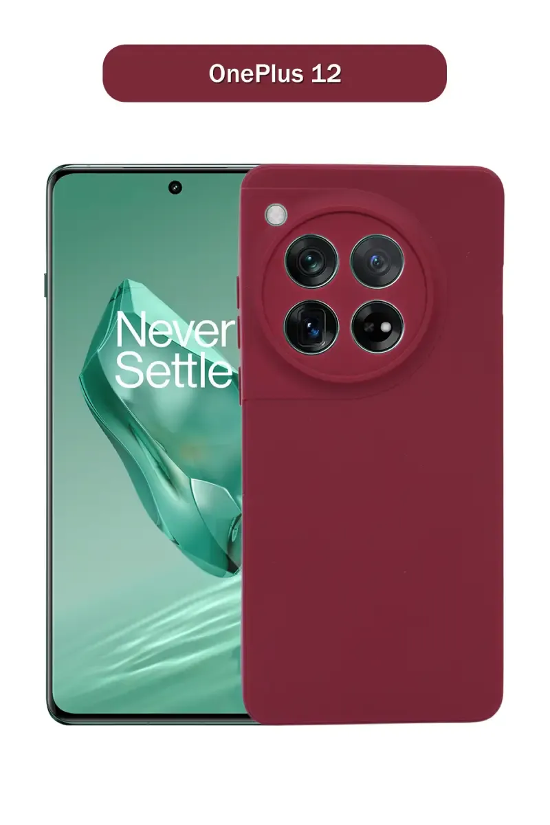 Silicone Solid Soft Back Cover Case for OnePlus 12 With Full Body Protection and Camera Protection (Wine) 025884ONE12WIN