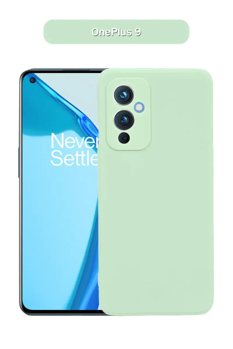 Silicone Solid Soft Back Cover Case for OnePlus 9 With Full Body Protection and Camera Protection (Light Green) 025901ONE9LIGGRE