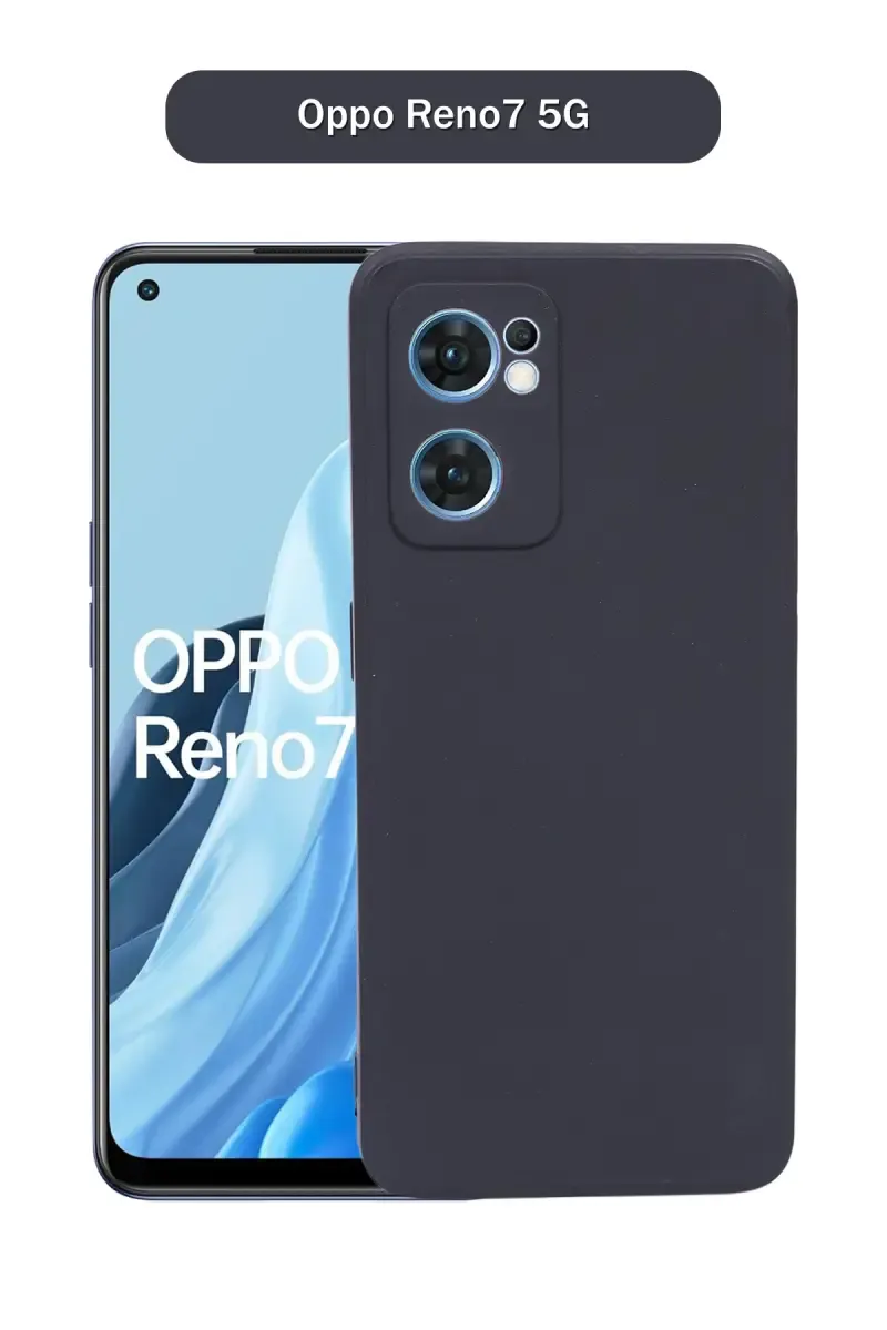Silicone Solid Soft Back Cover Case for Oppo Reno7 5G With Full Body Protection and Camera Protection (Black) 025907OPPREN5GBLA