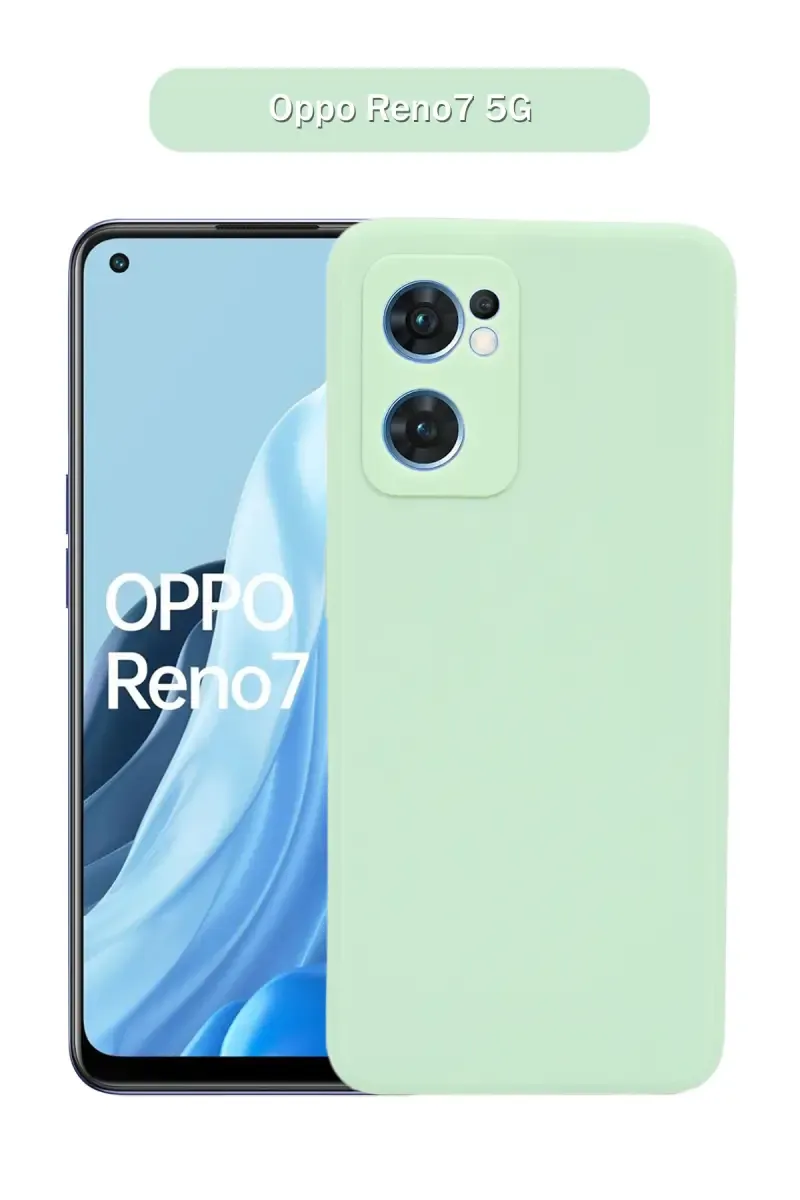 Silicone Solid Soft Back Cover Case for Oppo Reno7 5G With Full Body Protection and Camera Protection (Light Green) 025907OPPREN5GLIGGRE