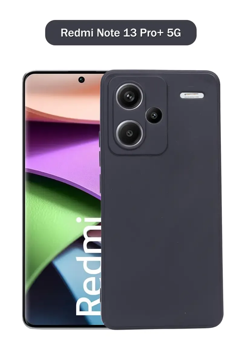 Silicone Solid Soft Back Cover Case for Redmi Note 13 Pro+ 5G With Full Body Protection and Camera Protection (Black) 025908REDNOT13PRO5GBLA