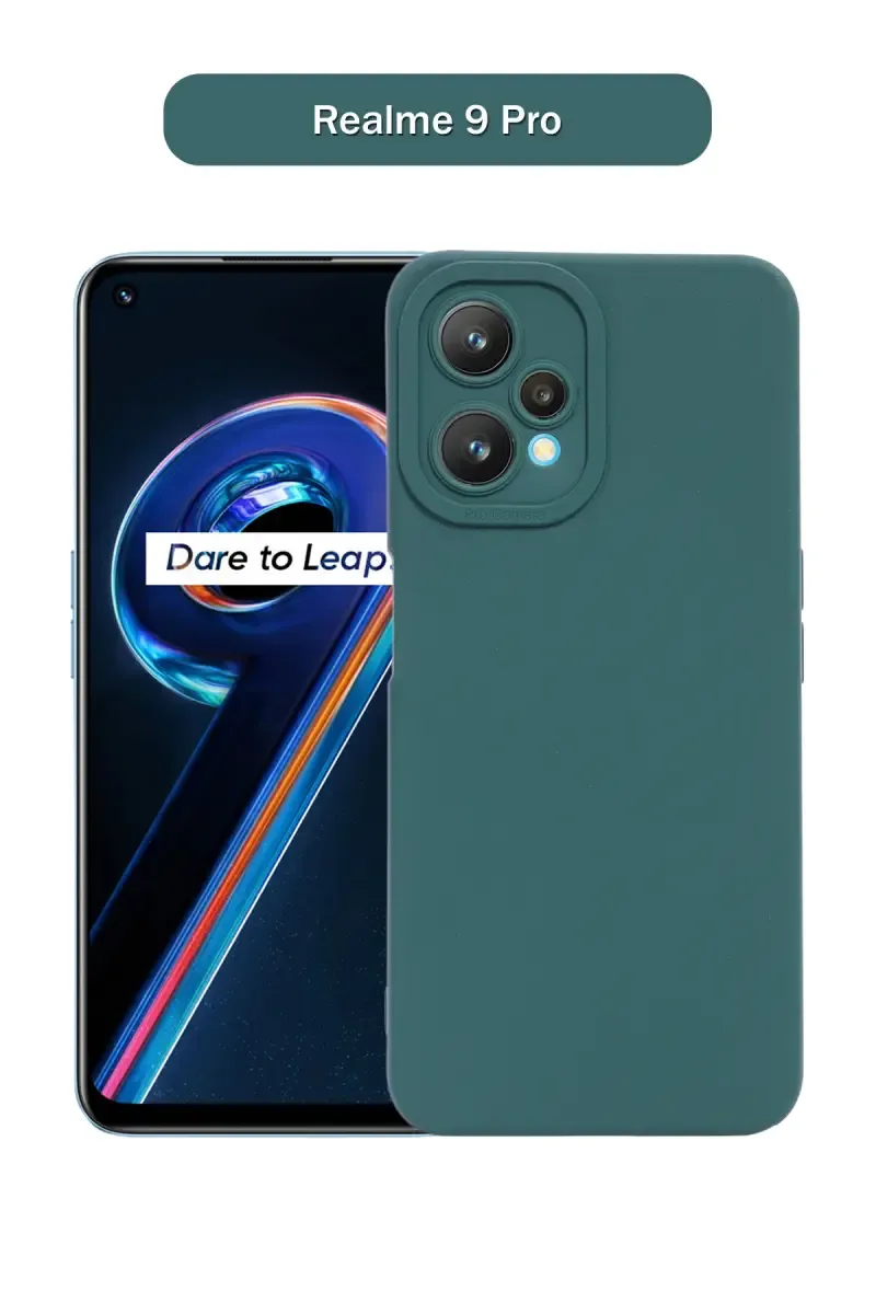 Silicone Solid Soft Back Cover Case for Realme 9 Pro With Full Body Protection and Camera Protection (Green) 025923REA9PROGRE