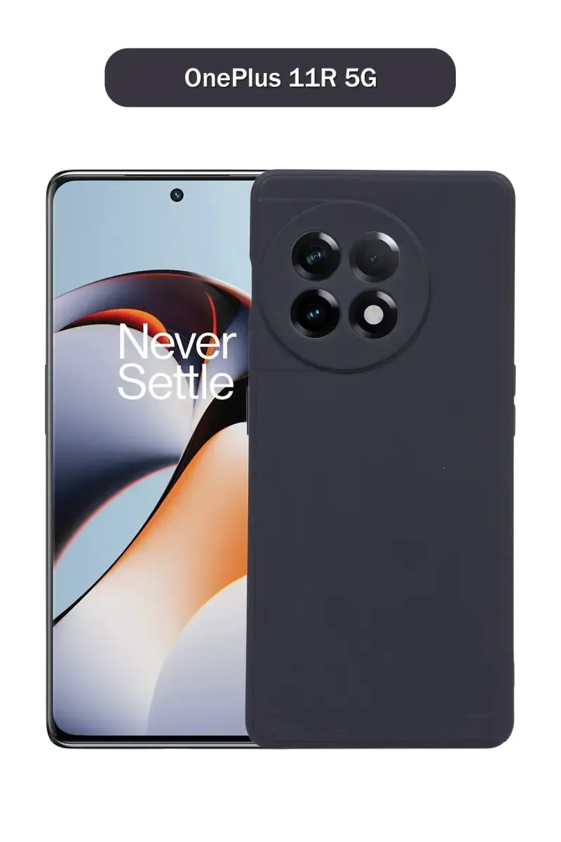 Silicone Solid Soft Back Cover Case for OnePlus 11R 5G With Full Body Protection and Camera Protection (Black)