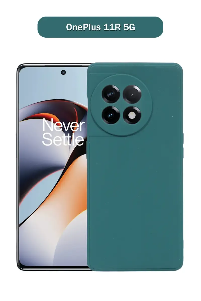 Silicone Solid Soft Back Cover Case for OnePlus 11R 5G With Full Body Protection and Camera Protection (Green) 025924ONE11R5GGRE