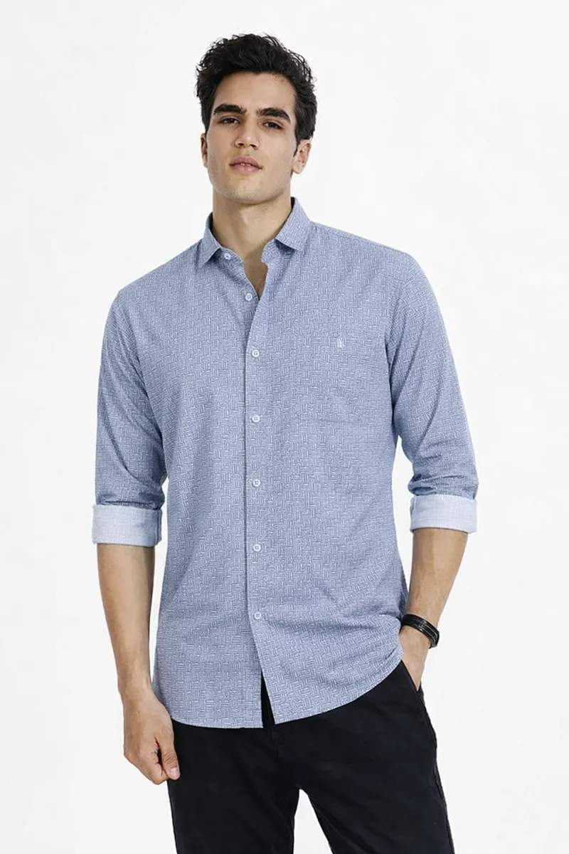 Cotton Printed Casual Shirt for Men 026121ASHGREXXL