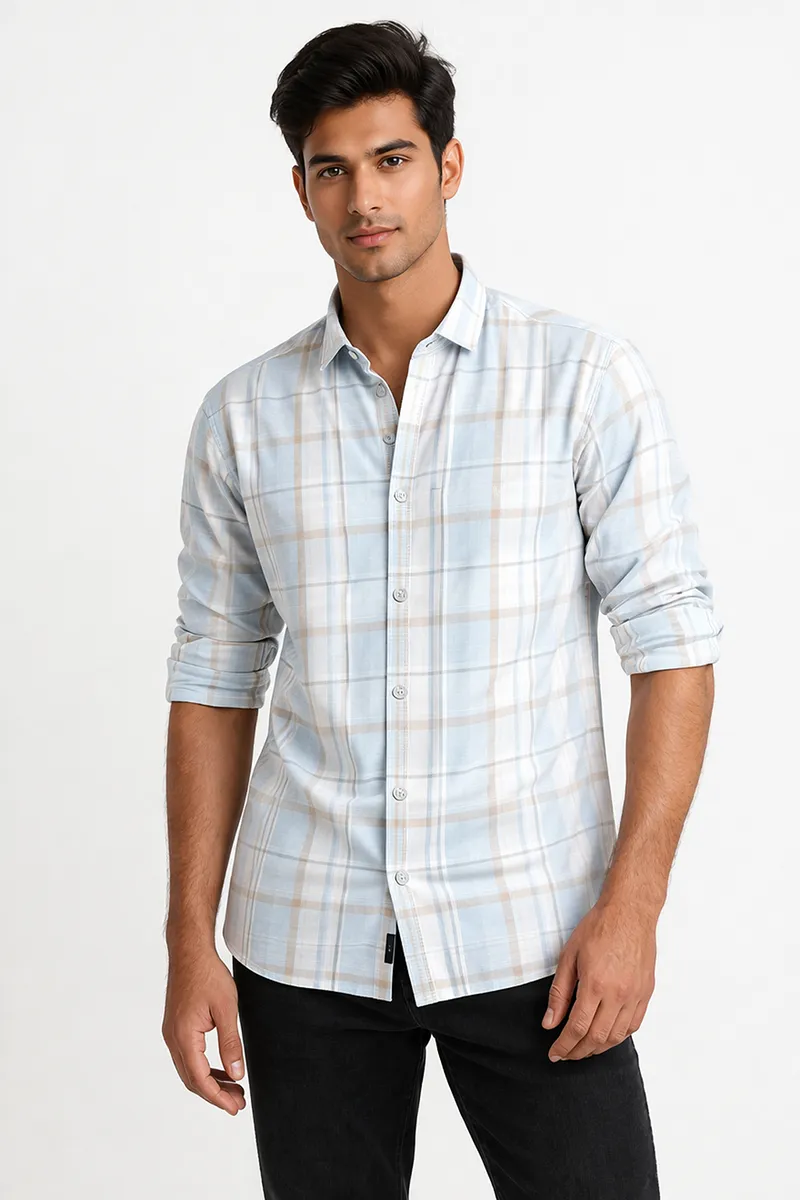 Cotton Checked Shirt for Men 026144MULXXL