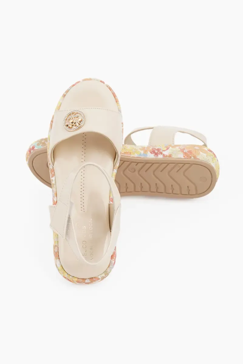 Elegant Floral Printed Velcro Sandals for Girls