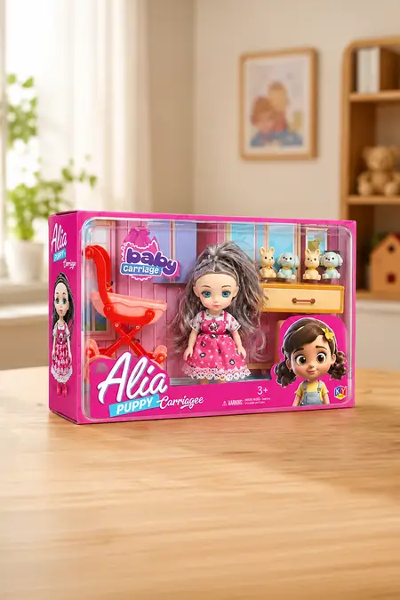Alia Puppy Carriage Barbie Doll Set  026273ALIPUPCARMUL2