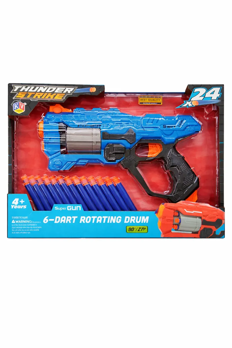 6-Dart Rotating Drum Soft Bullet Gun Toy - Blue & Black 