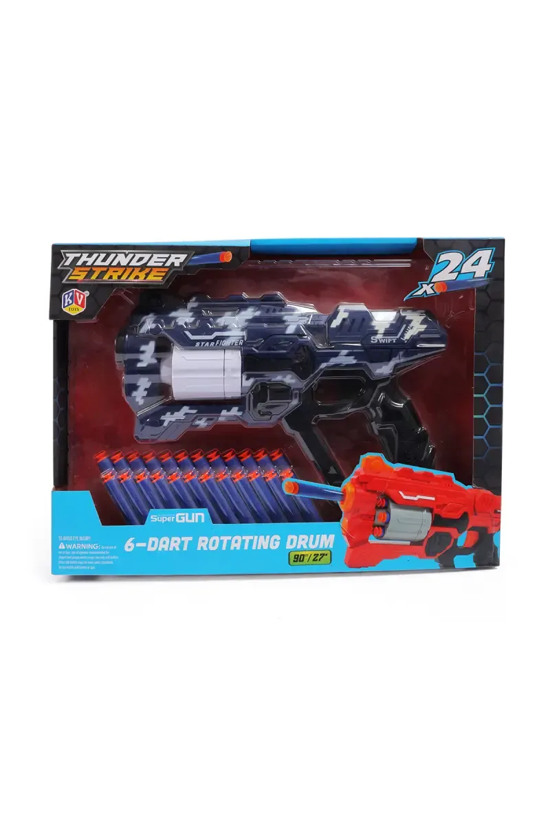 6-Dart Rotating Drum Soft Bullet Gun Toy - Navy Blue & Black 026311NAVBLU&BLA
