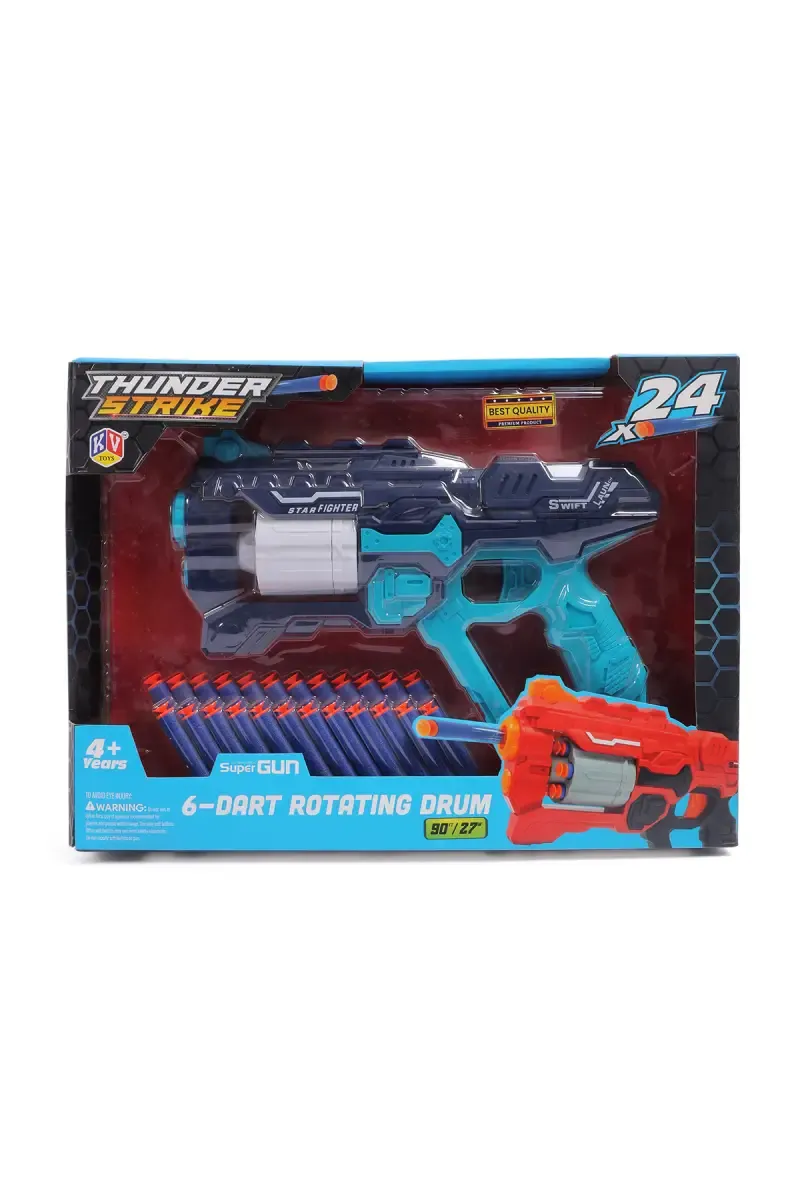 6-Dart Rotating Drum Soft Bullet Gun Toy - Navy Blue 026311NAVBLU