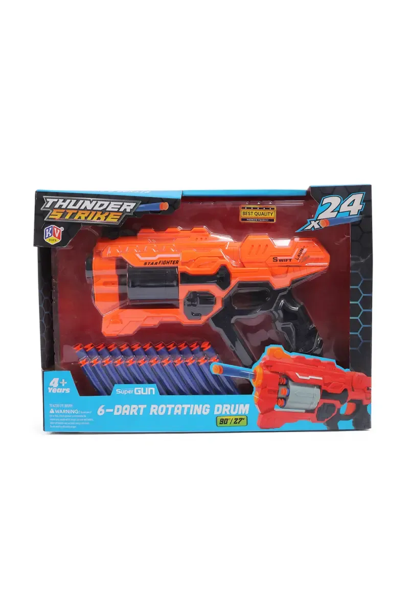 6-Dart Rotating Drum Soft Bullet Gun Toy - Orange 026311ORA